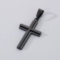 Modern minimalist black titanium steel cross pendant necklace for men with spliced detail - Style A (Without Chain) / Black