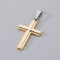 Colgante de cruz bicolor en acero inoxidable oro y plata pulido para joyería de moda hombre - Estilo A (Sin Cadena) / Oro y Plata