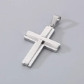 Minimalist titanium steel double-layered cross pendant for men in silver finish - Style B (Without Chain) / Steel