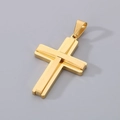 Modern gold-plated titanium steel cross pendant with a layered geometric design for men - Style B (Without Chain) / Gold