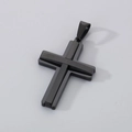 Stylish black titanium steel double-layer cross pendant necklace with matte and polished finish - Style B (Without Chain) / Black