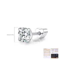 Pendiente de plata S925 con cierre de tornillo corazón y moissanita de color D - Estilo Solitario de Cuatro Garras (MSE0241) / Plata 925 / 6mm (Pieza Única)