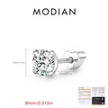 Pendiente de botón de moissanita en plata 925 con cierre de rosca corazón y poste 8mm - Estilo Solitario de Cuatro Garras (MSE0241) / Plata 925 / 8mm (Pieza Única)