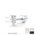 Professional S925 sterling silver moissanite screw-back stud earring with 6mm pin length - Double Stone Vertical Style (MSE0223) / 925 Silver / 6mm (Single Piece)