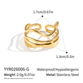 18K gold plated stainless steel wave geometric open ring in polished golden finish - Multi-Layer Wave Style (YYR026006-G)
