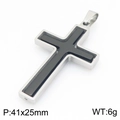 Pendentif croix bicolore en acier inoxydable minimaliste en argent et noir - Pendentif Croix Rotatif (KP118324-ZLA) / Pendentif Seul (Sans Chaîne) / Noir Acier