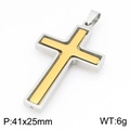 Pendentif croix bicolore en acier inoxydable argent et or, dimensions 41x25mm - Pendentif Croix Rotatif (KP118325-ZLA) / Pendentif Seul (Sans Chaîne) / Or & Argent