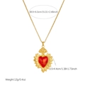 Gold-plated heart necklace in stainless steel with detailed measurement specifications - Sacred Heart Style (N4213)