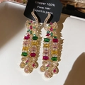 Exquisite vergoldete Ohrringe im Vintage-Stil mit bunten Zirkon-Tropfen auf schwarzer Karte - Böhmischer Quasten Stil (30#)