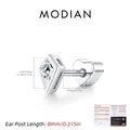 D-Farbe Moissanit S925 Sterling Silber Rhombus Ohrstecker mit herzförmigem Schraubverschluss - Rautenschliff / 925er Silber / 6mm (Einzelstück)