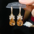 Vintage-Ohrringe mit champagnerfarbenen Zirkonia-Tropfen und vergoldetem Kupfer-Finish - Champagner Wassertropfen Blumen Stil (66#)