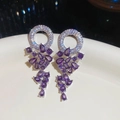 Elegante Vintage-Ohrringe mit lila Zirkonia-Tropfenblumen und Silbernadeln. - Lila Blumen Cluster Hängender Stil (68#)