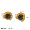 Vintage-style 18k gold plated stainless steel stud earrings with black stone, SKU variant - Geometric Style (TE60747-BK) / Black