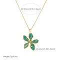 Detailed size and weight view of gold plated stainless steel turquoise flower necklace - Floral Pearl Style (N4210)