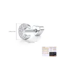 Mondsichel-Moissanit-Ohrstecker aus S925 Sterlingsilber mit Schraubverschluss für Damen - Kleiner Mond (MSE0228) / 925er Silber / 6mm (Einzelstück)