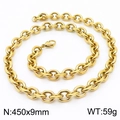 Collana a catena a maglie O in acciaio inossidabile 304 placcato oro, larghezza 9mm e 450mm - Collana Oro (KN251158-Z) / 9mm x 450mm
