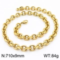 Collana a catena O-link in acciaio inossidabile 304 dorato larga 9 mm, peso 84g - Collana Oro (KN251163-Z) / 9mm x 710mm