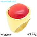 Vintage goldener Edelstahlring mit großem rotem ovalem Katzenstein, verfügbar Größe 6 bis 10 - Roter Cabochon-Stil (KR48301-K)