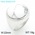 Vintage breiter Edelstahlring mit einem runden Stein im weißen Marmor-Design Inlay - Weißer Cabochon-Stil (KR114679-GC)