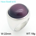Vintage-Edelstahlring mit lila ovalem Edelstein im Breitband-Stil SKU Ansicht - Violetter Cabochon-Stil (KR114685-GC)