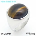 Vintage-Ring aus Edelstahl mit poliertem ovalem Tigerauge-Stein in breiter Ausführung - Tigerauge-Stil (KR114687-GC)