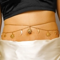 Chaîne de taille dorée élégante avec breloques soleil lune étoile pour femme - Or 12266