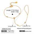 Elegant gold stainless steel ring bracelet with zircon stones and detailed dimensions - Marquise Zirconia Accent Style (JDB0201301)