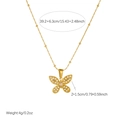 Gold plated butterfly necklace with stainless steel chain and detailed dimensions info - Butterfly Style (N4207)
