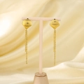 Elegant seaside style stainless steel shell tassel earrings with delicate gold finish - Tassel Style (KE122889-KFC) / Gold