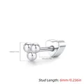 Orecchino a lobo a cuore in argento sterling S925 con design a sfere e perno da 6 mm - Perline d'Argento (Singolo) / Lunghezza perno 6mm