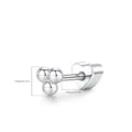 Orecchino a lobo a cuore in argento S925 con chiusura a vite e design a tre sfere - Perline d'Argento (Singolo) / Lunghezza dell'ago di 8 mm