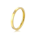Bague minimaliste en acier titane doré avec un seul petit diamant étincelant. - Taille 5 / Or 1-Zircone