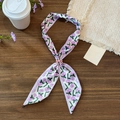 Écharpe collier en soie violette motif tulipe avec anneau de réglage nœud rose - Floral/Tulipe Violet (Collier)