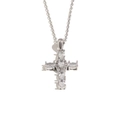 Elegante Edelstahl Kreuzhalskette mit funkelnden weißen Zirkonia-Steinen besetzt - Mehrformiges Zirkonia Kreuz (N3876) / Silber