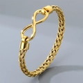 Elegant gold-plated men's fashion infinity symbol braided stainless steel bracelet - Infinity Symbol (KB212144-KFC) / Gold