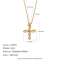 Elegante 18K vergulde roestvrijstalen kruisketting met druppelvormige zirkoon hanger - Waterdruppel Zirkonia Kruis (N3875) / Goud