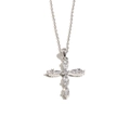 Elegante zilveren kruishanger ketting met sprankelende marquise geslepen zirkonia stenen - Waterdruppel Zirkonia Kruis (N3875) / Zilver