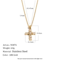 Elegante Halskette mit Kreuzanhänger aus 18 Karat vergoldetem Edelstahl und Zirkonia - Mehrformiges Zirkonia Kreuz (N3876) / Gold