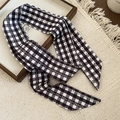 Elegant vintage black and white checkered scarf with delicate lace edging details. - Black & White Check