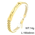 Trendiges goldenes Herrenarmband aus Edelstahl, Maße 190x6mm, Gewicht 14g - Stil C Glatte Gebogene Platte (KB212805-KFC)