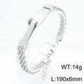 Herren Edelstahl Gliederkette Armband mit geometrischem Verschluss in Silber - Stil D Panzerkette Gebogene Platte (KB212809-KFC)