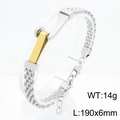 Silber- und goldfarbenes Herrenarmband aus Edelstahl, gewebt, 14 g Gewicht, 190x6 mm Größe - Stil D Zweifarbig Gebogene Platte (KB212810-KFC)