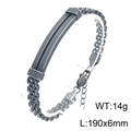 Herren-Armband aus Edelstahl mit gebogenem Stab und Panzerkette in antikem Silber-Finish - Stil F Polierte Gebogene Platte (KB212815-KFC)