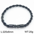 Bracciale a catena ritorta nera da 6 mm con chiusura rotante stile punk per uomo e donna - 22.5cmx0.6cm / Nero (KB210377-KFC)