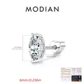 Eleganter S925 Sterlingsilber Stecker mit einem marquise-geschliffenen VVS1 Moissanit - Marquise-Schliff (MSE0239) / 925er Silber / 6mm (Einzelstück)