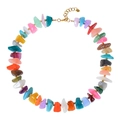 Macro view of colorful irregular acrylic resin beaded necklace for a summer beach look - Irregular Crushed Stone Style (Style-1)