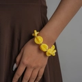 Elegante gele acryl armband met cirkelvormig patchwork voor dames retro sieraden - Armband / Geel