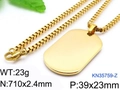 Minimalist gold-plated stainless steel dog tag necklace with a sturdy box chain - Polished Gold Tag + Gold Tone Square Chain