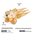 Barrette à cheveux fleur en acier inoxydable 18k dorée avec cœur en zircone et finition - Jdhw2407030