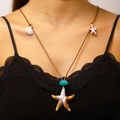 Collier bohème vintage avec pendentif étoile de mer et perle turquoise sur cordon - 03 Pendentif Étoile de mer en Résine